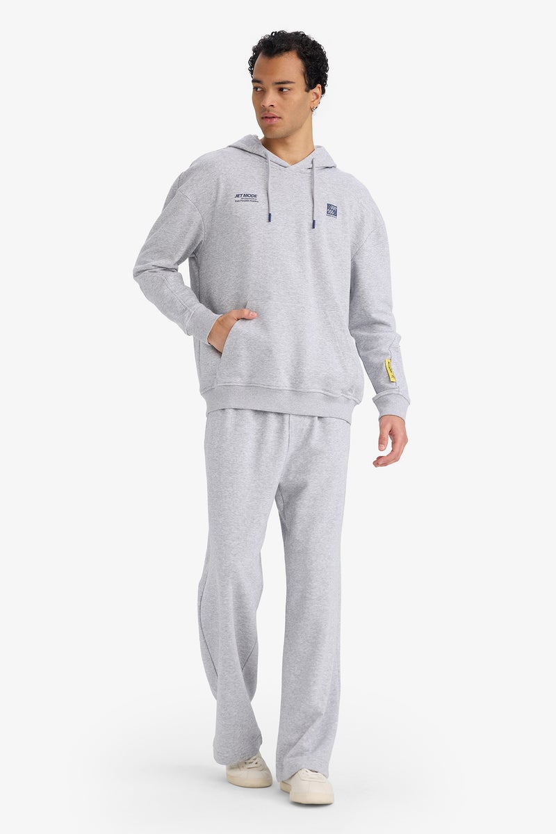 DeFacto Grey Man Boxy Fit Long Sleeve Hoodie Casual - Image 2